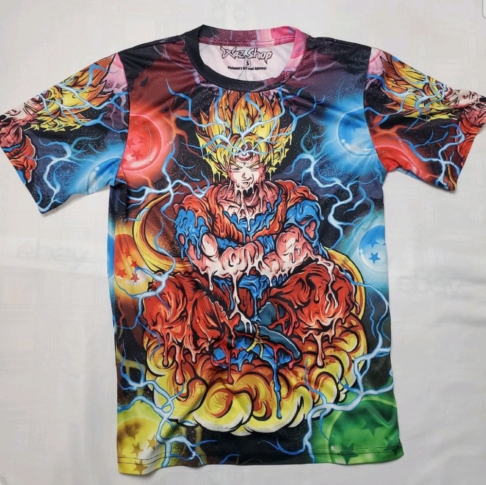 Waz Shop Super Saiyan Goku T-Shirt Mens Small Dragon Ball Z Third Eye Tee DBZ